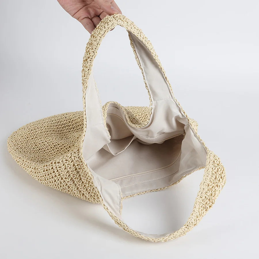 Elegante Stroh-Strandtasche