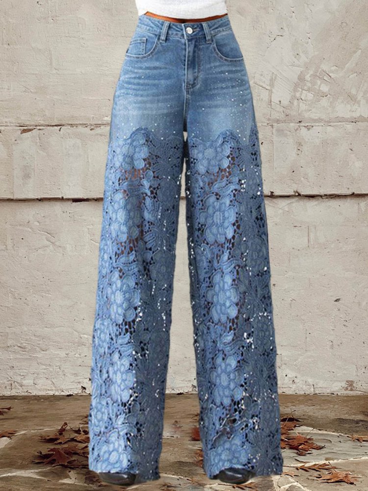 Britta | Damenjeans mit Spitze und Patchwork