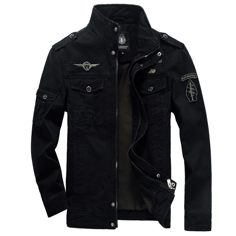 Herren Freizeitjacke im Military-Stil mit Stehkragen und Taschen
