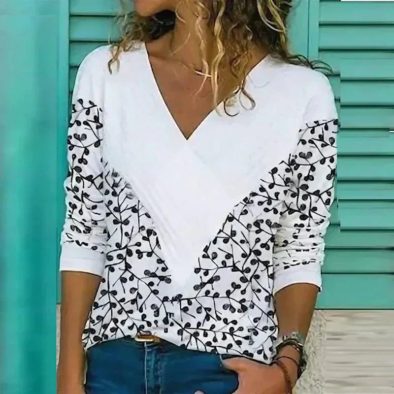 V-Ausschnitt Lose Bluse Oberteile