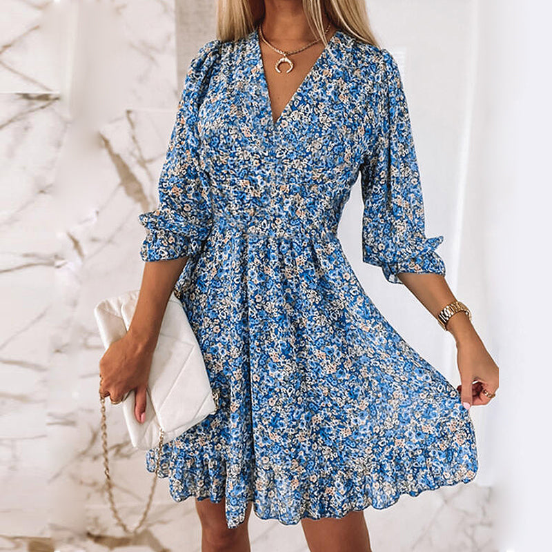 Geblümtes Chiffonkleid