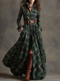 Giulietta – Maxikleid mit Karomuster und Gürtel