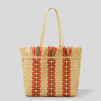 Strahlende Strandtasche aus handgewebten Materialien mit geräumigem Fassungsvermögen