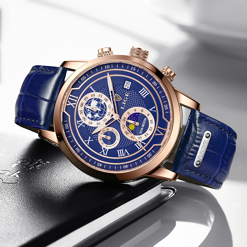 Chronographuhr mit Premium-Lederarmband