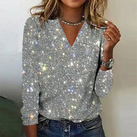 Priscilla - Strahlender Pullover mit V-Ausschnitt für einen eleganten Look