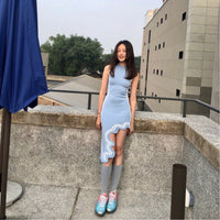 Asymmetrisches Strickkleid
