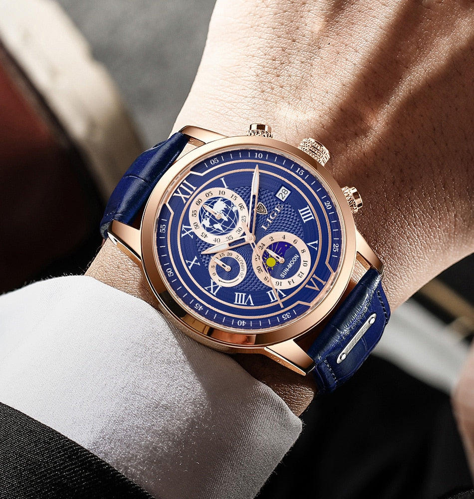Chronographuhr mit Premium-Lederarmband