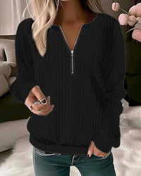 Adriana - Stylischer lässiger Strickpullover mit modischem halben Reißverschluss