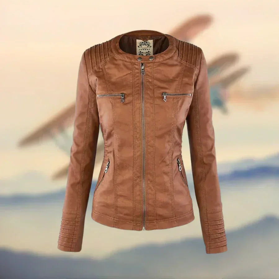 Amélie™ - Premium Lederjacke mit Kapuze