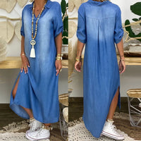 Andrea™ – Langes Kleid in Jeansoptik mit Seitenschlitz
