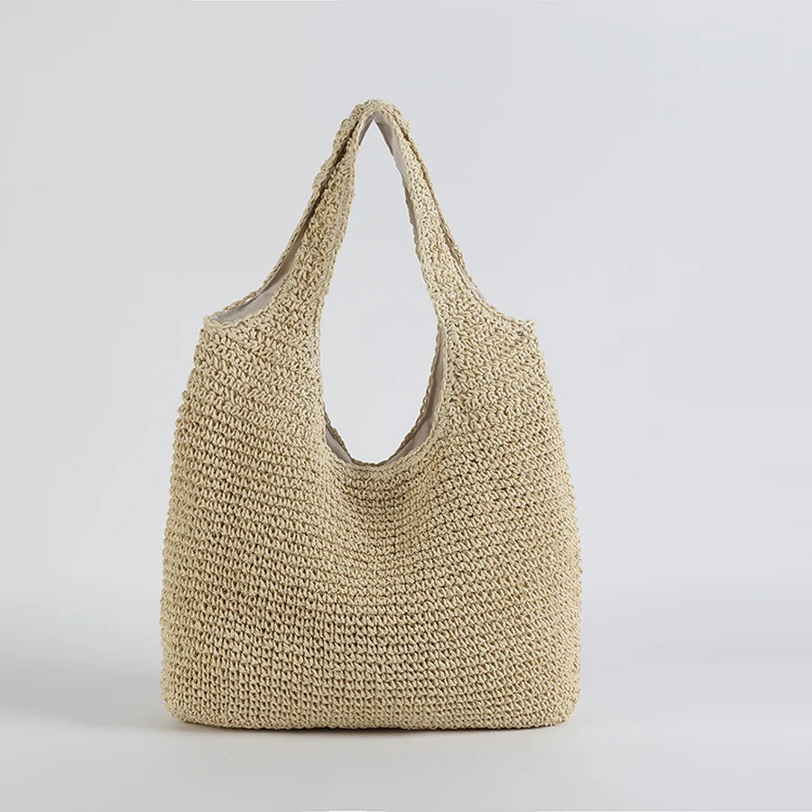 Elegante Stroh-Strandtasche