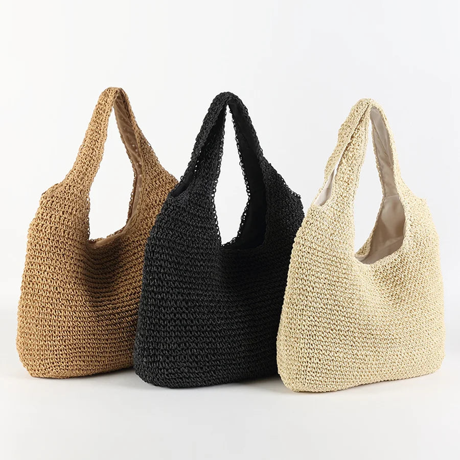 Elegante Stroh-Strandtasche