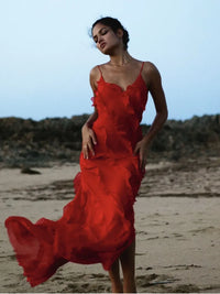 Rote Chiffon-Unterkleider für Damen