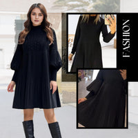 Avelyn™ - Elegantes Plisseekleid mit Laternenärmeln für Damen