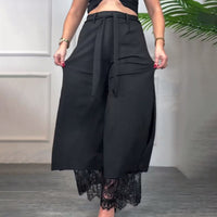 Lacera™ – Stilvolle Weitbein-Hose mit Transparentem Spitzeneinsatz