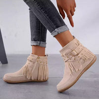 Jelaa - Charmante warme Retro-Stiefel mit modischen Fransen