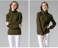 Damen Rollkragenpullover mit langen Ärmeln und Kabelstrick