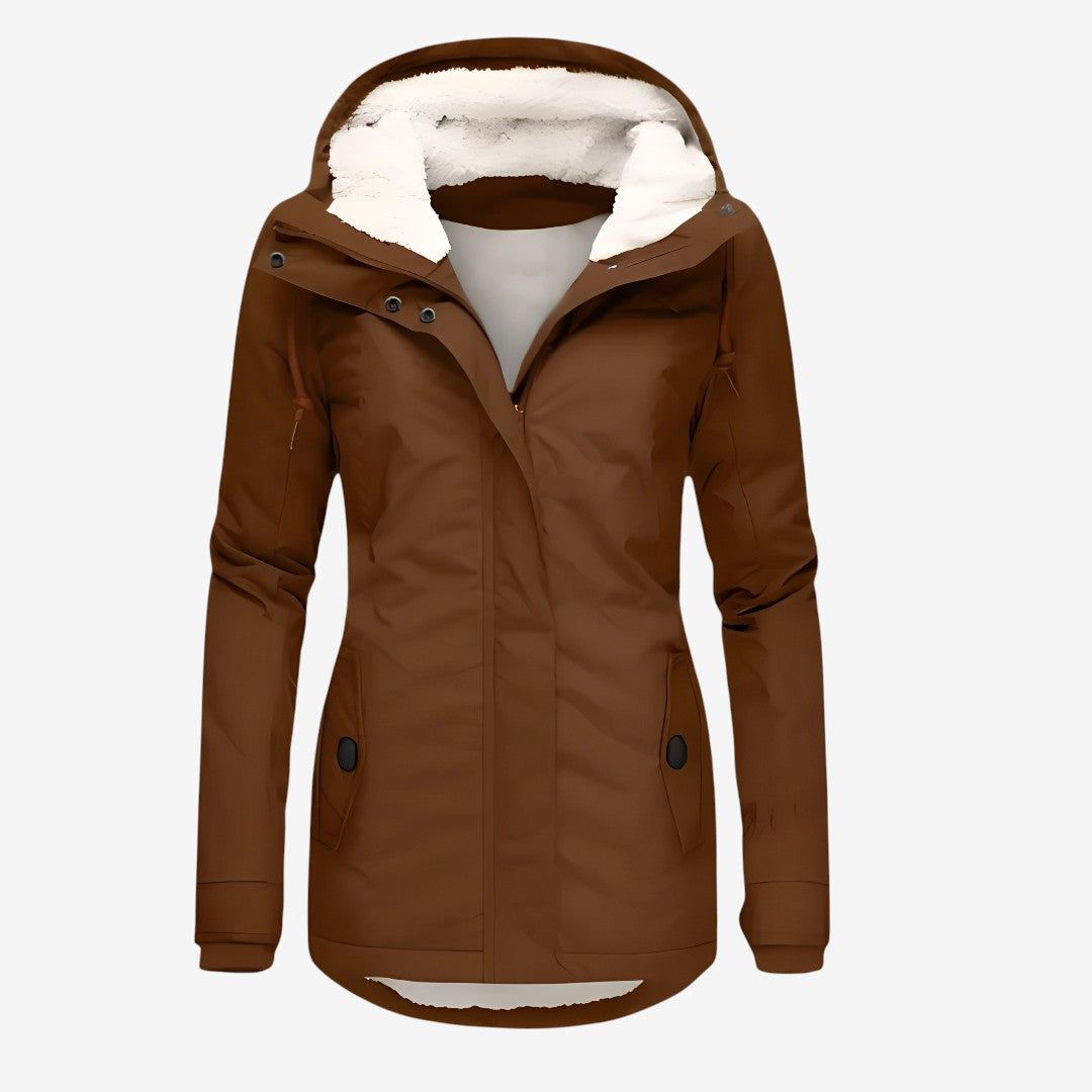 Beate - Wasserdichte Lange Jacke mit Kapuze und Futter