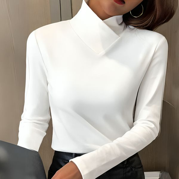 Elegantes Langarm Damenoberteil mit Stehkragen | Chic & Figurschmeichelnd