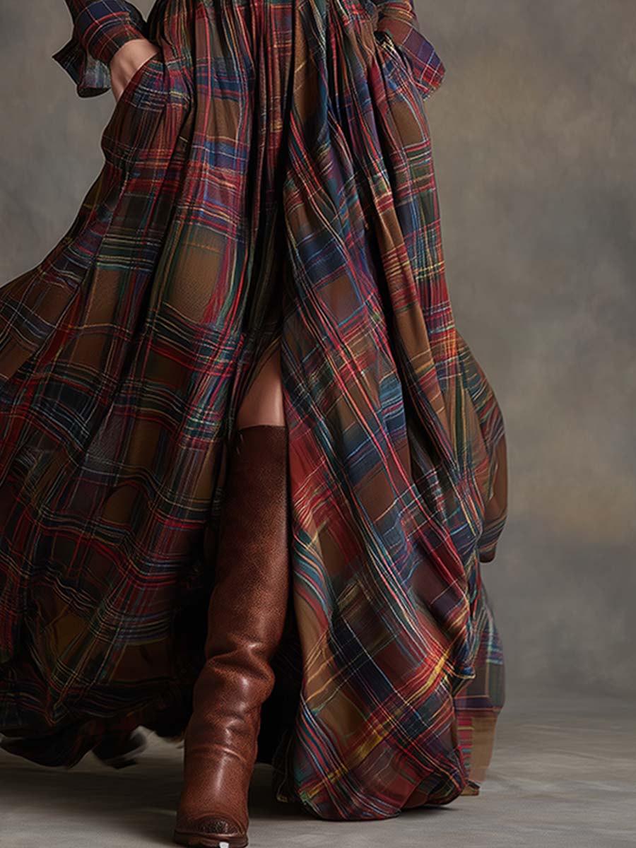 Giulietta – Maxikleid mit Karomuster und Gürtel