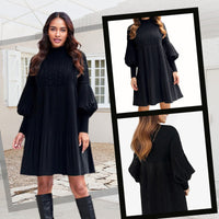 Avelyn™ - Elegantes Plisseekleid mit Laternenärmeln für Damen