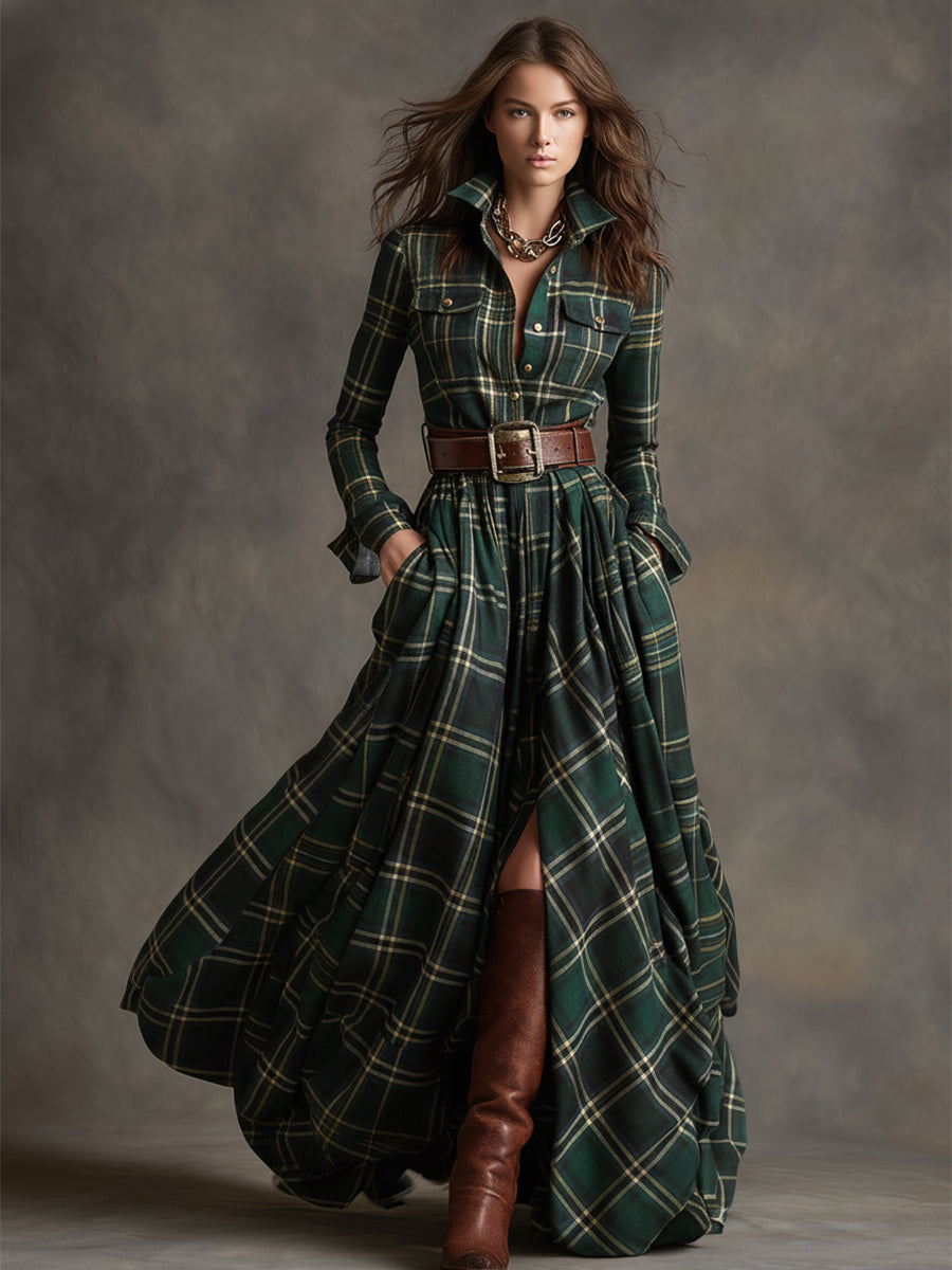 Giulietta – Maxikleid mit Karomuster und Gürtel
