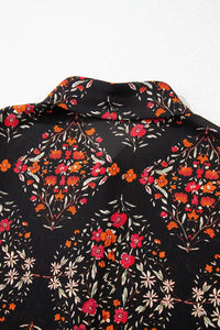 Vintage-Blumenmuster-Hemd mit Knöpfen