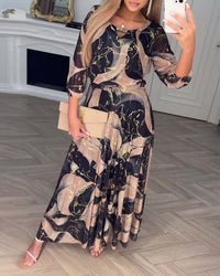 Verelle™ – Elegantes Kleid mit Print & Dreiviertelärmeln