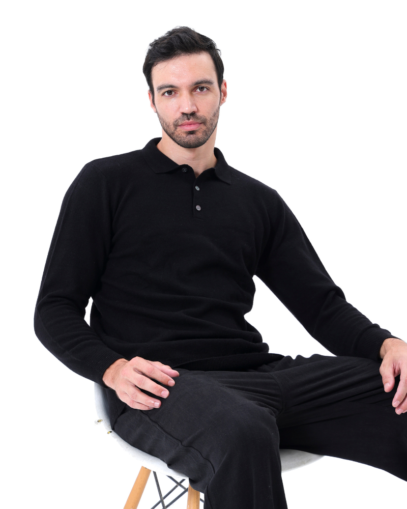 Bennett | Luxuriöser Herren Kaschmirpullover mit Polokragen & Knopfleiste