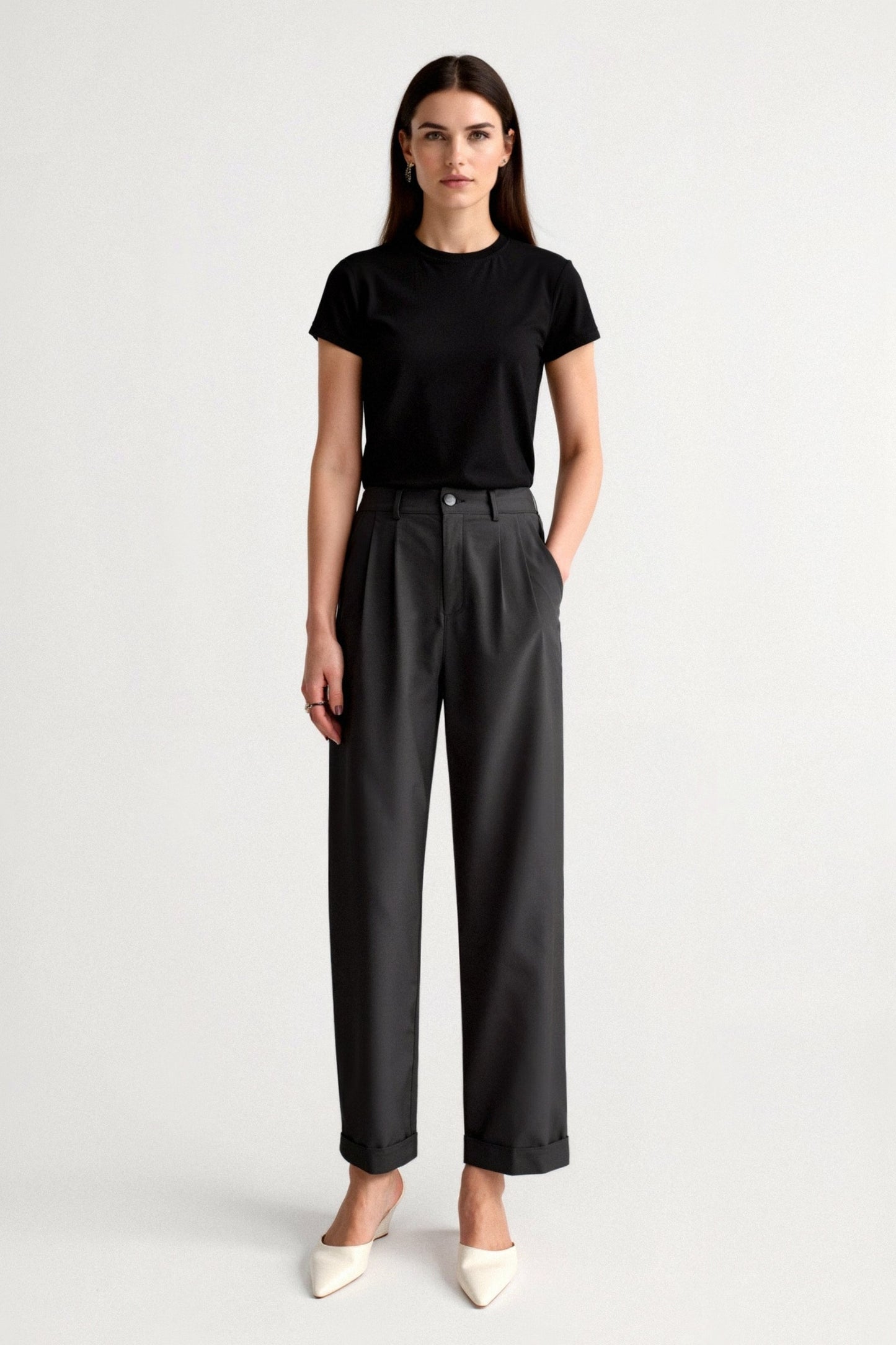 Klassische Wide-Leg Hose mit hohem Bund für stilvolle Outfits