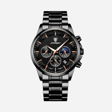Luxus-Sportuhr für Herren mit Quarzwerk, Chronograph und Lederarmband