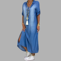 Andrea™ – Langes Kleid in Jeansoptik mit Seitenschlitz