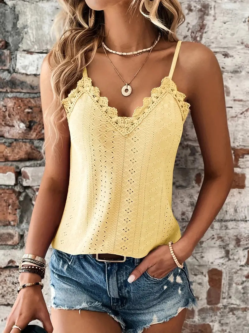 Sizzle Öse Kontrast Spitze Cami Top