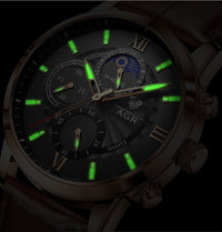 Luxus Quarz Uhr mit Lederarmband