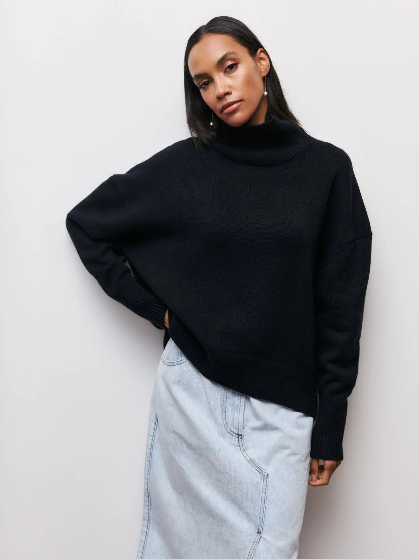 Xandra | Gestrickter Pullover Mit Langem Hals