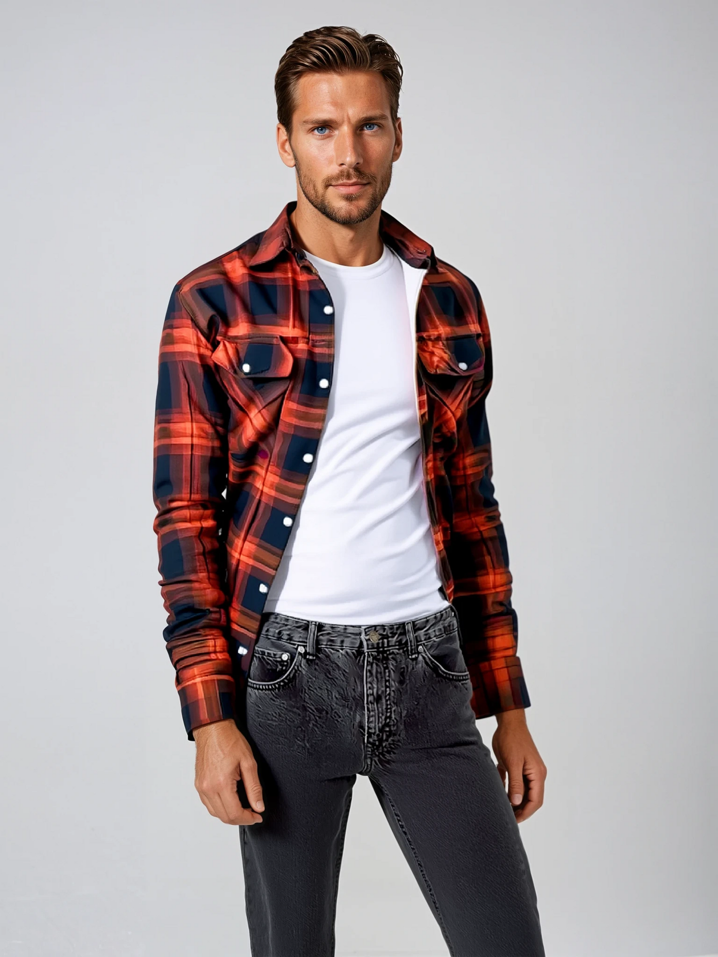 Nate™ | Herren Karierte Sherpa-Futterjacke