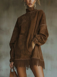 Darcie | Tunika-Kleid aus Wildleder mit Fransen