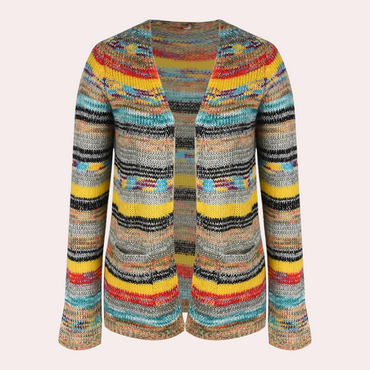 Lina - Lebendige Strickjacke für Damen mit modischem V-Ausschnitt