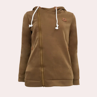 Kanny - Stylischer Damenpullover mit Reißverschluss und bequemer Kapuze