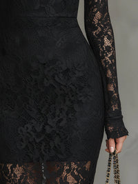 Veronika | Schwarzes Spitzen-Maxikleid