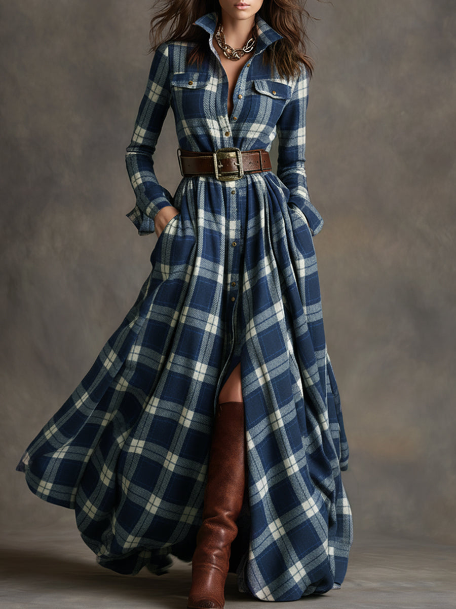 Giulietta – Maxikleid mit Karomuster und Gürtel