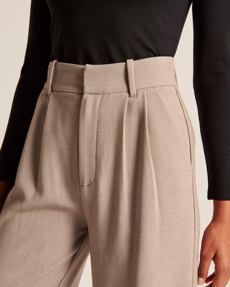 Elegante High-Waist Wide-Leg Hose in Sand mit zeitlosem Business-Look