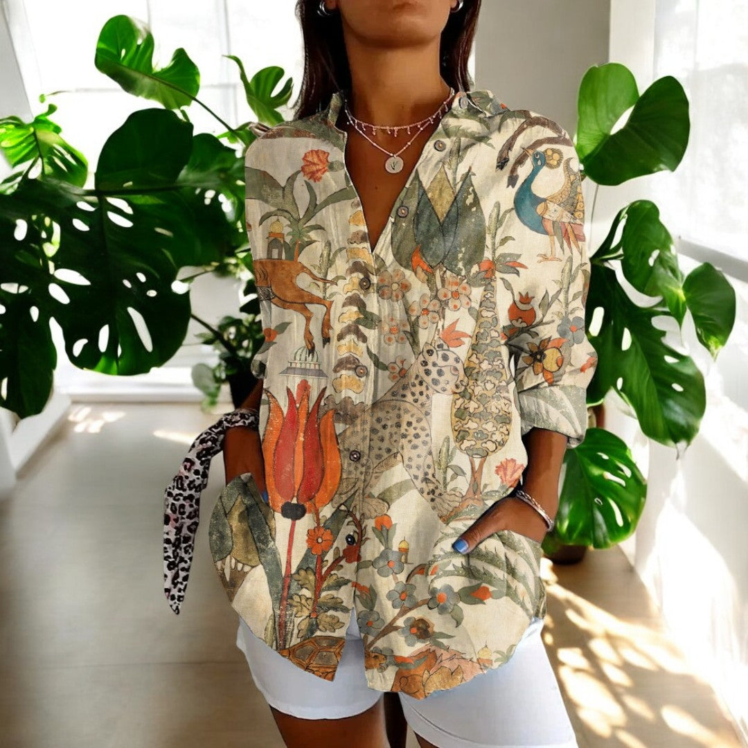Irene | Stilvolle Blumenbluse