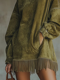 Darcie | Tunika-Kleid aus Wildleder mit Fransen