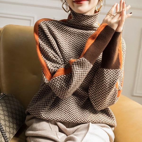 Helena | Rollkragenpullover mit kontrastierenden Streifen