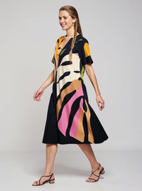 Leafara™ - Lockeres Kleid mit farbenfrohem Blattmuster