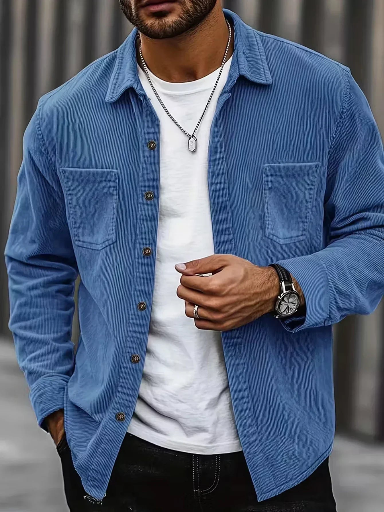 HERZ STIL | Cord-Hemdjacken für Herren