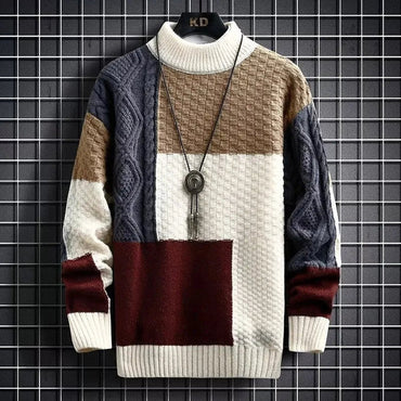 Levi | Farbblockierter Kabelstrick-Turtleneck