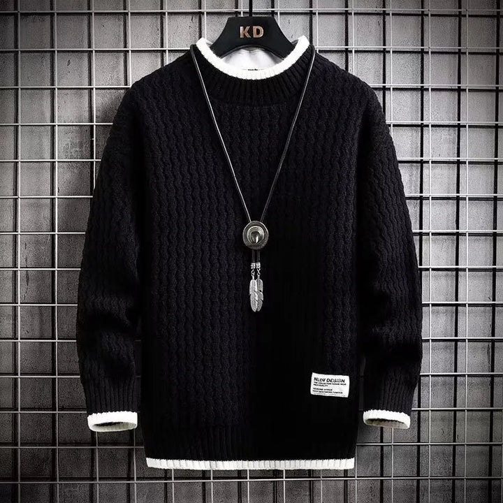 Levi | Farbblockierter Kabelstrick-Turtleneck