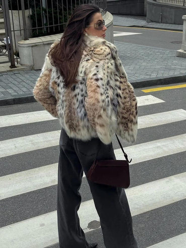 Audrey™ - Pelzjacke mit Leopardenmuster